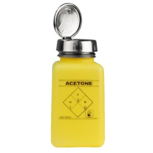ONE-TOUCH\,YELLOW DURASTATIC SQ\, HDPE\, 6 OZ ACETONE PRINTED